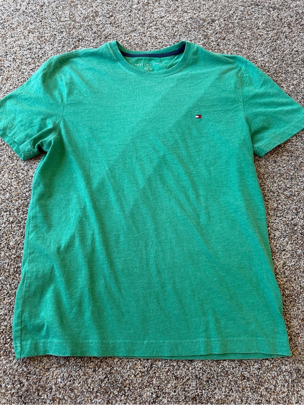 Tommy Hilfiger Mens Medium Green Heather Flag Logo Crew Neck T Shirt Classic